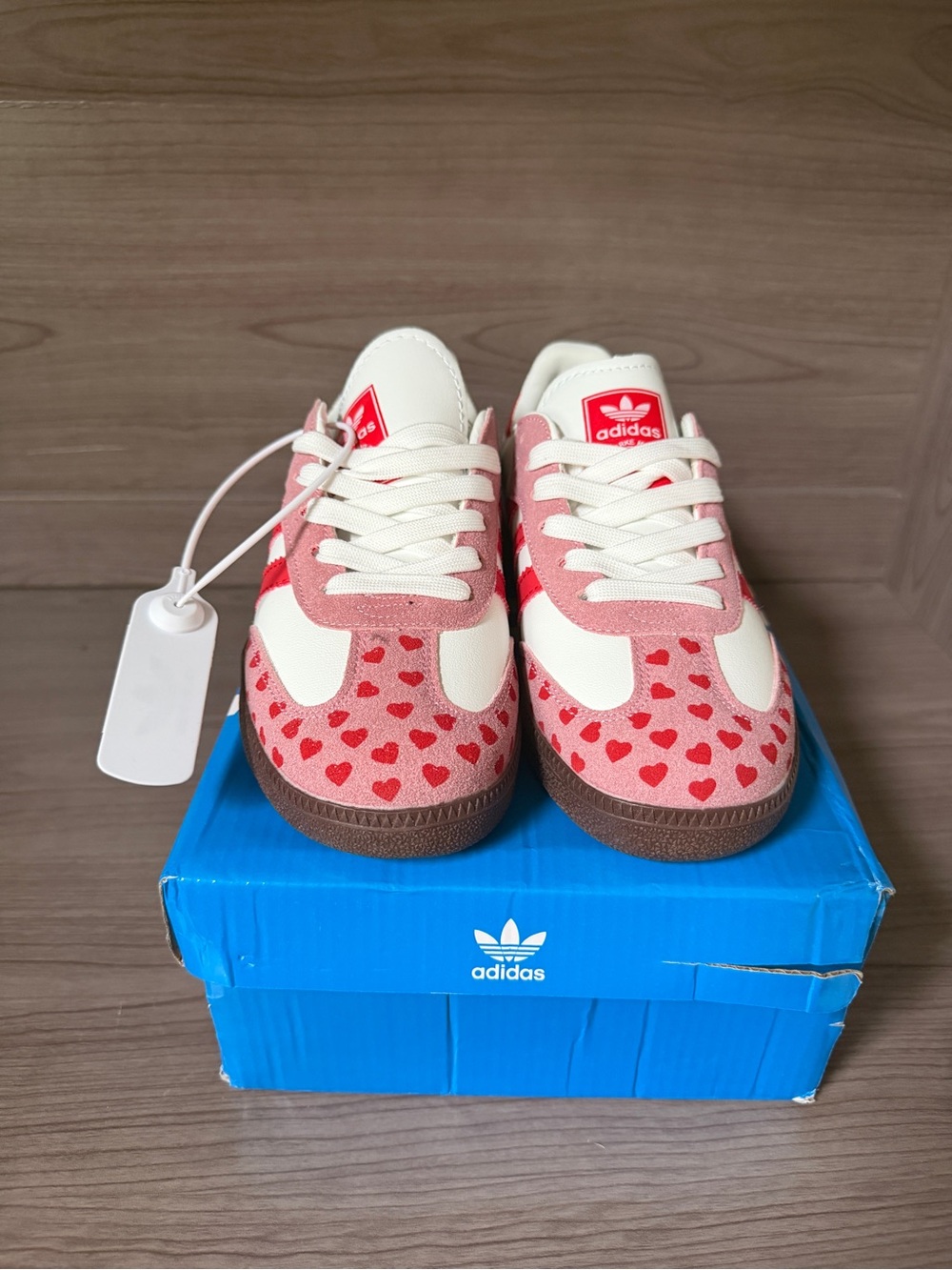 adidas Samba Cream and Red Heart Accent Sneakers - Picture 3 of 5